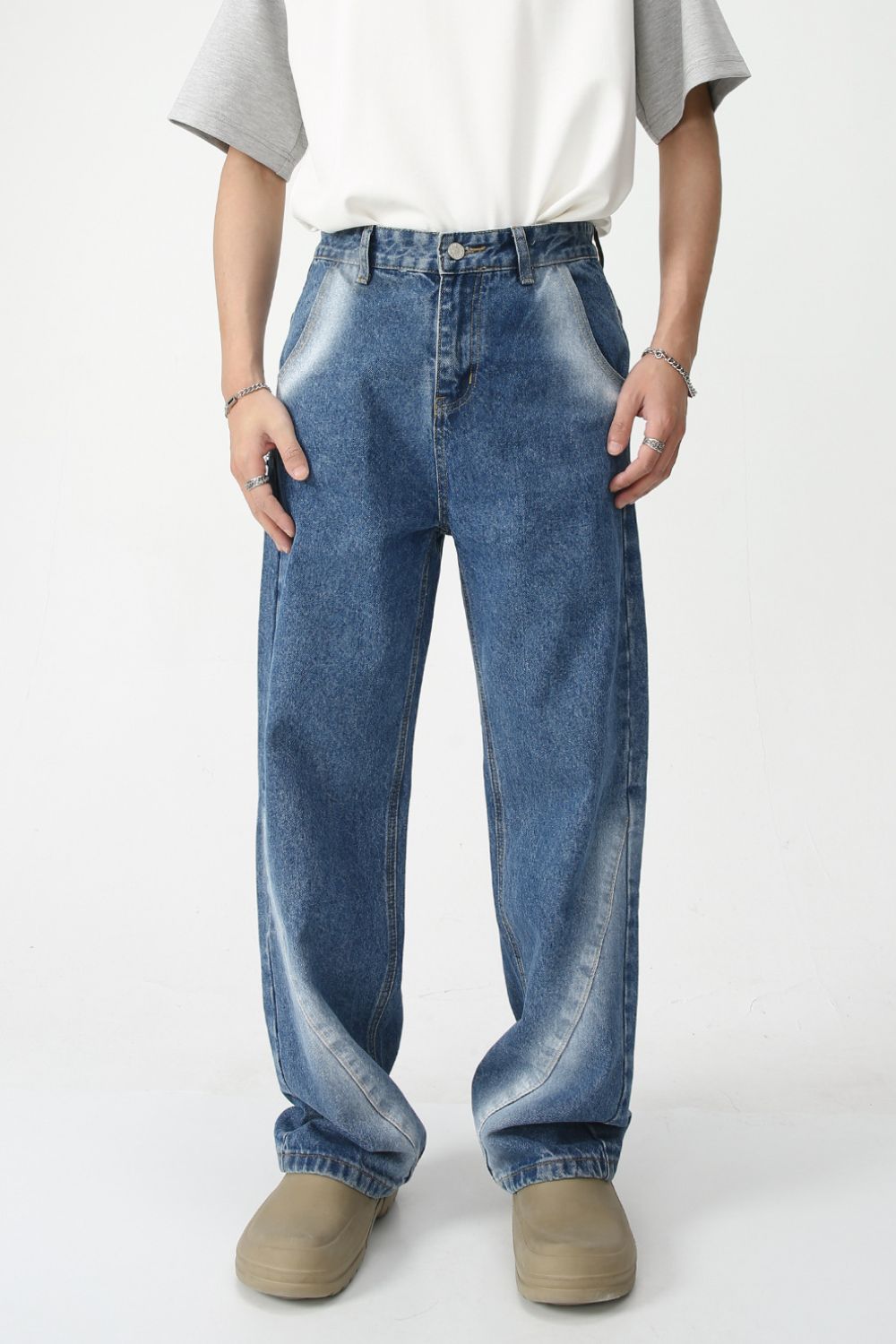 Men’s Tie-Dye Washed Straight Leg Jeans