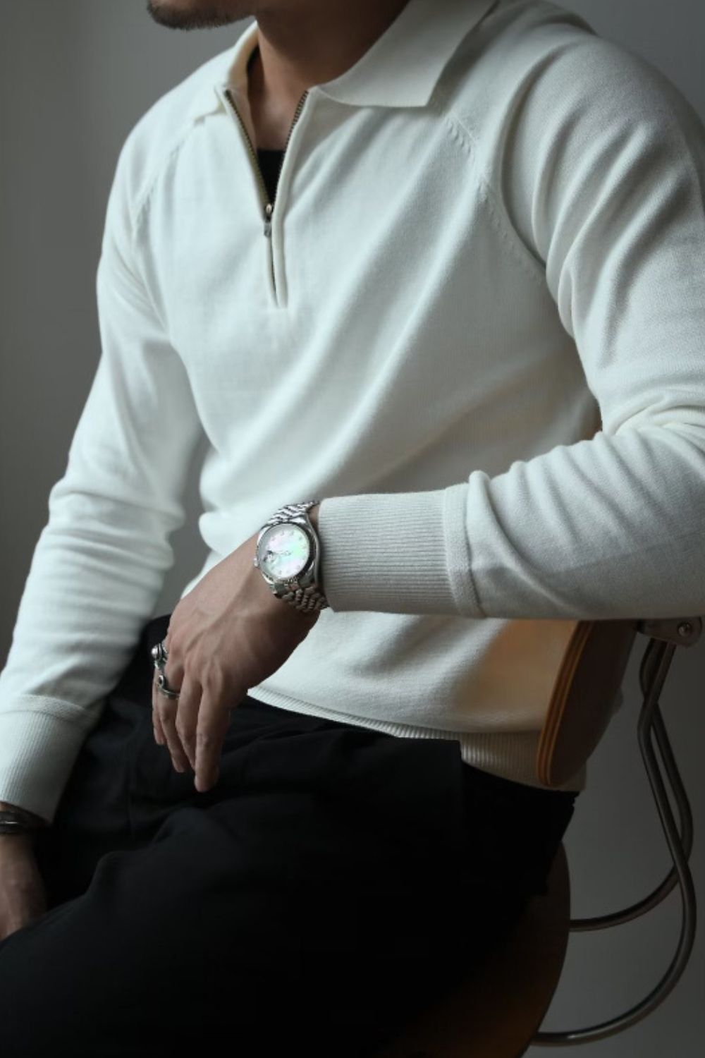 Men’s Plus Size Quarter Zip Raglan Sleeve Polo