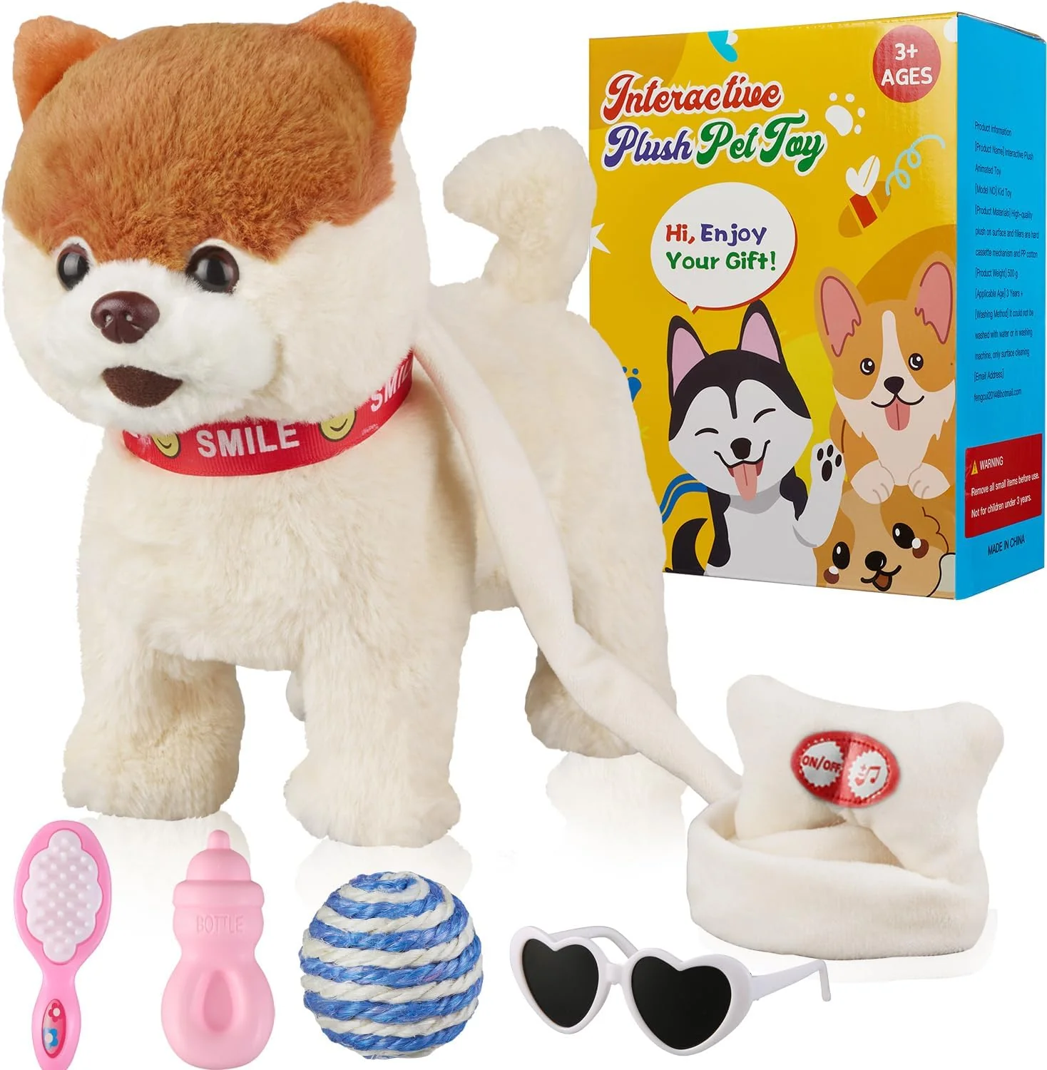 Husky Walking Dog Toy for Girls, Interactive Barking Puppy with Control Leash, Musical Dancing Plush Electronic Pet