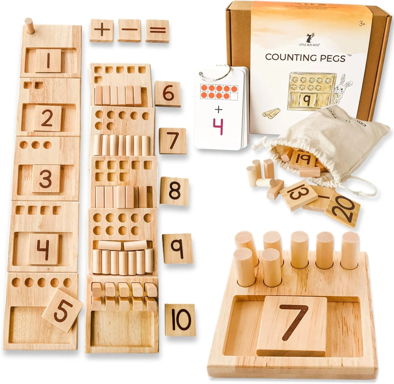 Counting Pegs Ten Frame Math Game with Addition and Subtraction Flash Cards