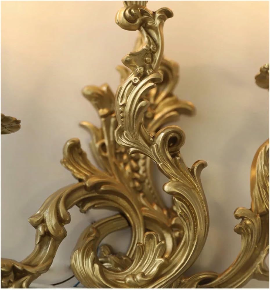 Wall Lamp Vintage Copper Candle Wall Lamp Living Room Bedroom Bedside Corridor Aisle Stair Sconce French Lighting Home Decor(Warm Light buld,3 Heads)