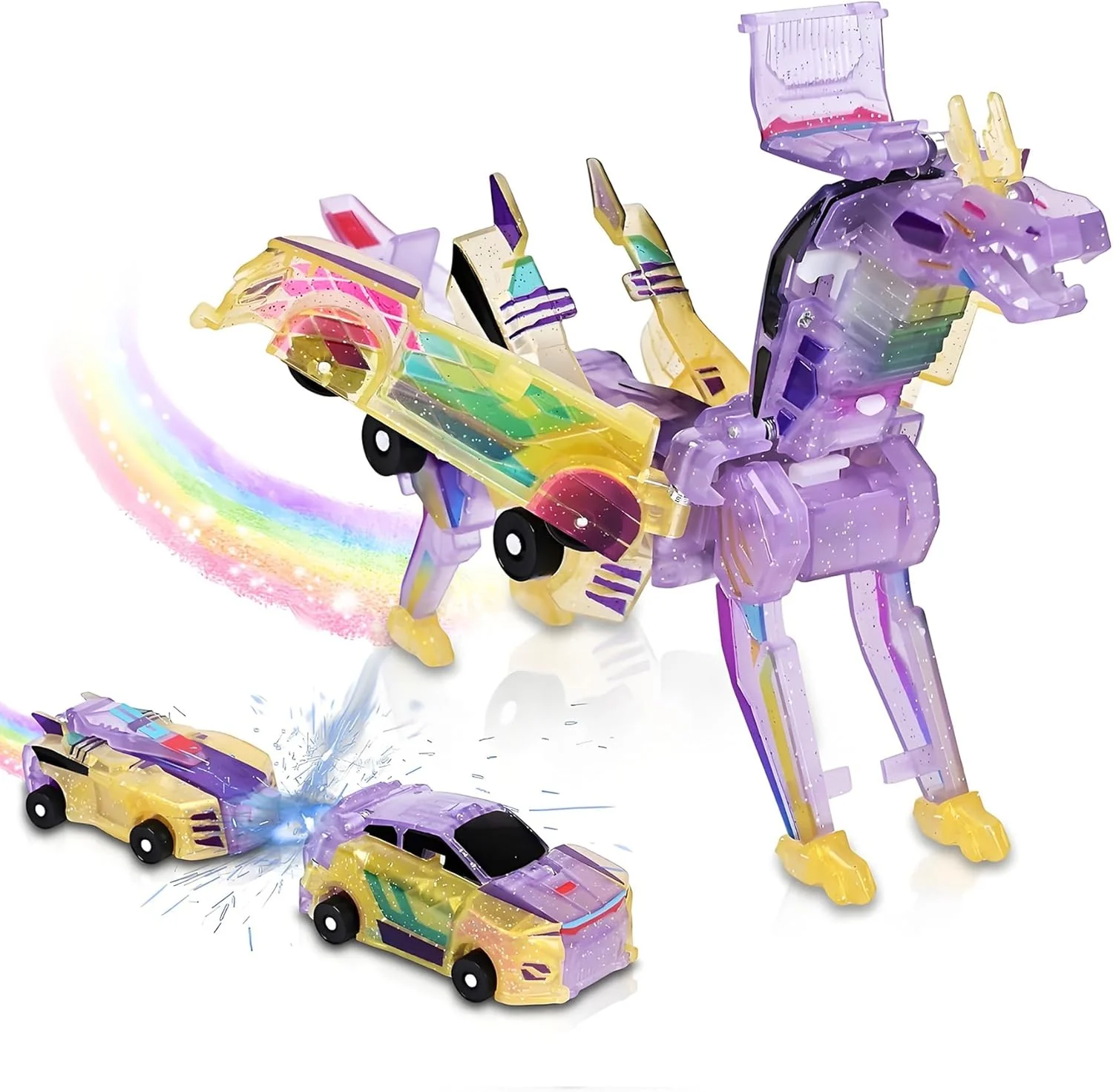 2-in-1 Collision Transformation Dinosaur Car Toy - Magnetic Convertible Robot for Kids 3-12