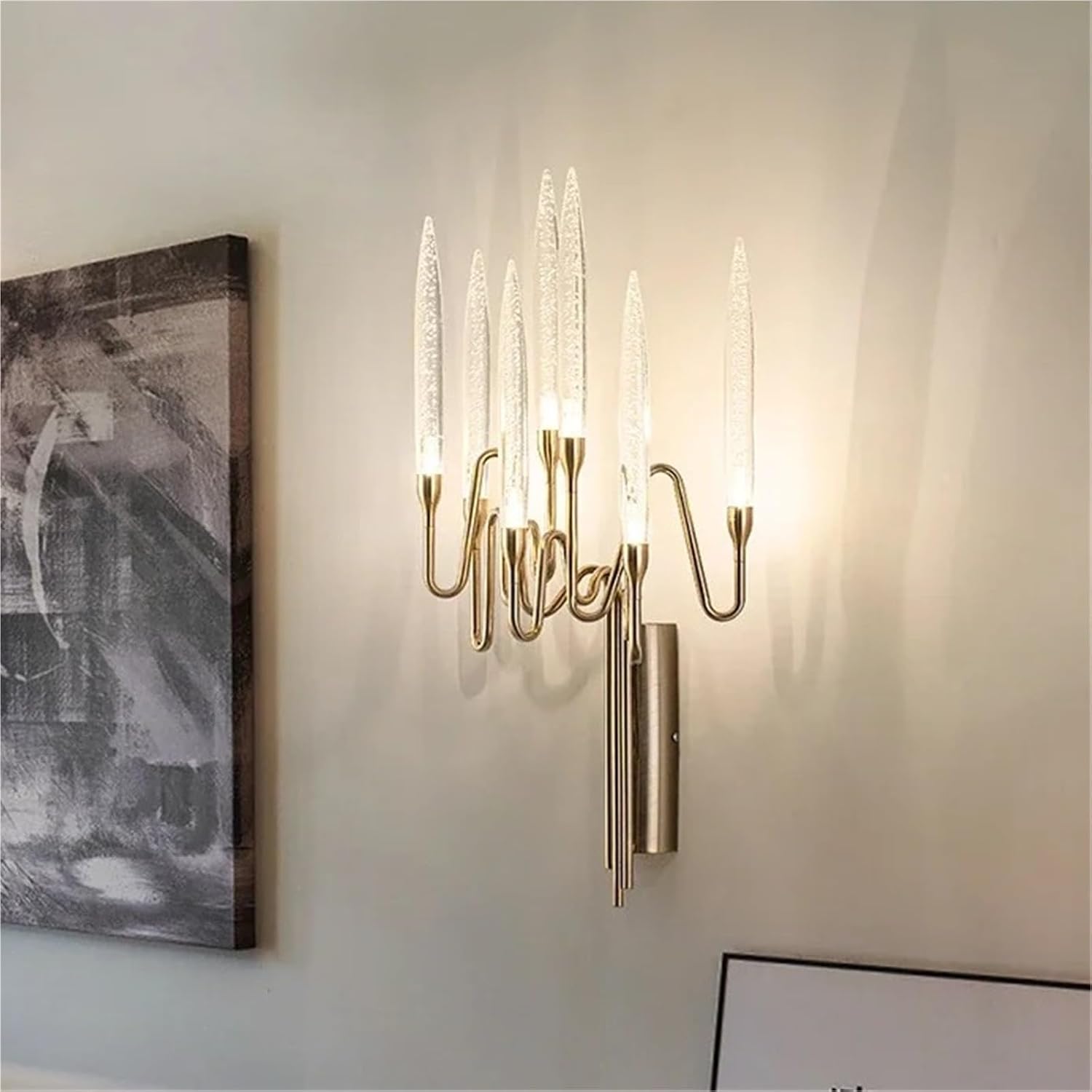 Modern Crystal Wall Sconce for Bedroom Bedside Candle Wall Lamp Luxury Indoor Lustre Golden Led Home Decor Light Pretty(Warm White (2700-3500K))