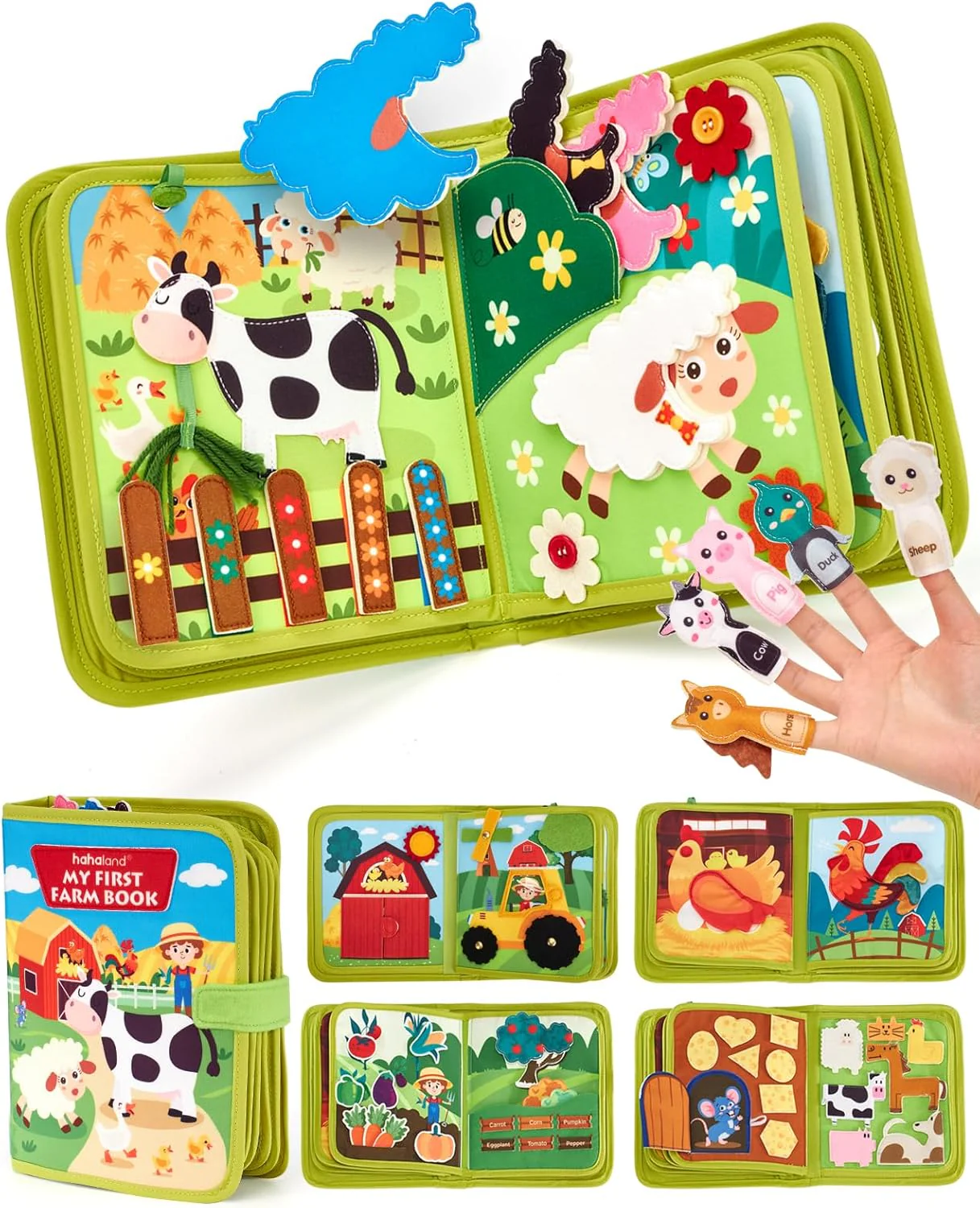 Montessori Busy Book for Toddlers 1-3 - Farm Themed Educational Quiet Activity Board for Boys & Girls