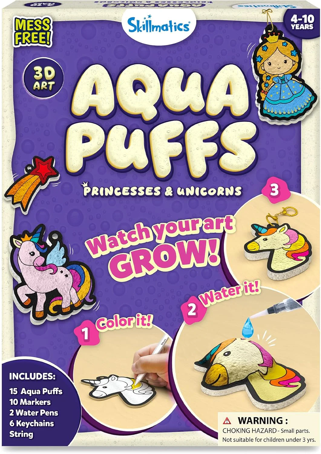 3D Magic Pop-Up Art Kit - Princesses & Unicorns Mess-Free Paint by Number Craft for Kids Ages 4-10