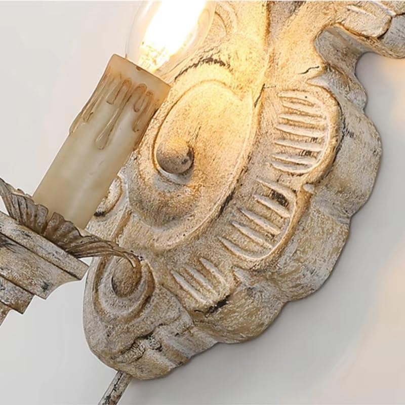 American Retro Resin Wall Lamp - Vintage Candle Light for Living Room, Bedroom, Corridor, Porch - Cool White & Warm White Options - 46cm Old Iron Design,Gold 46cm-Warm White