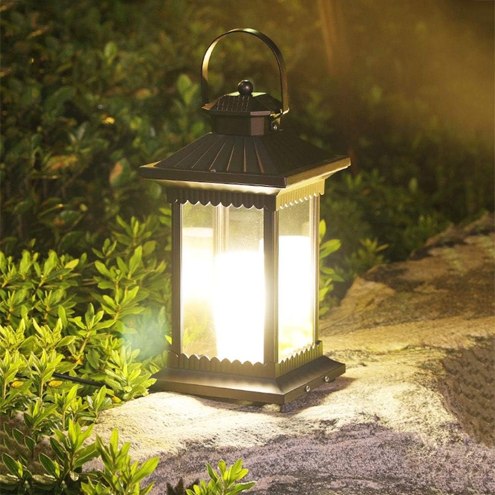 Creative Outdoor Candle Wind Light Waterproof Lawn Lamp Garden Villa Garden Lamp Outdoor Street Lamp Landscape Floor Lamp,Outdoor Post Lights with Post Bronze Fixtures Lights Fixture (Warm light Mediu