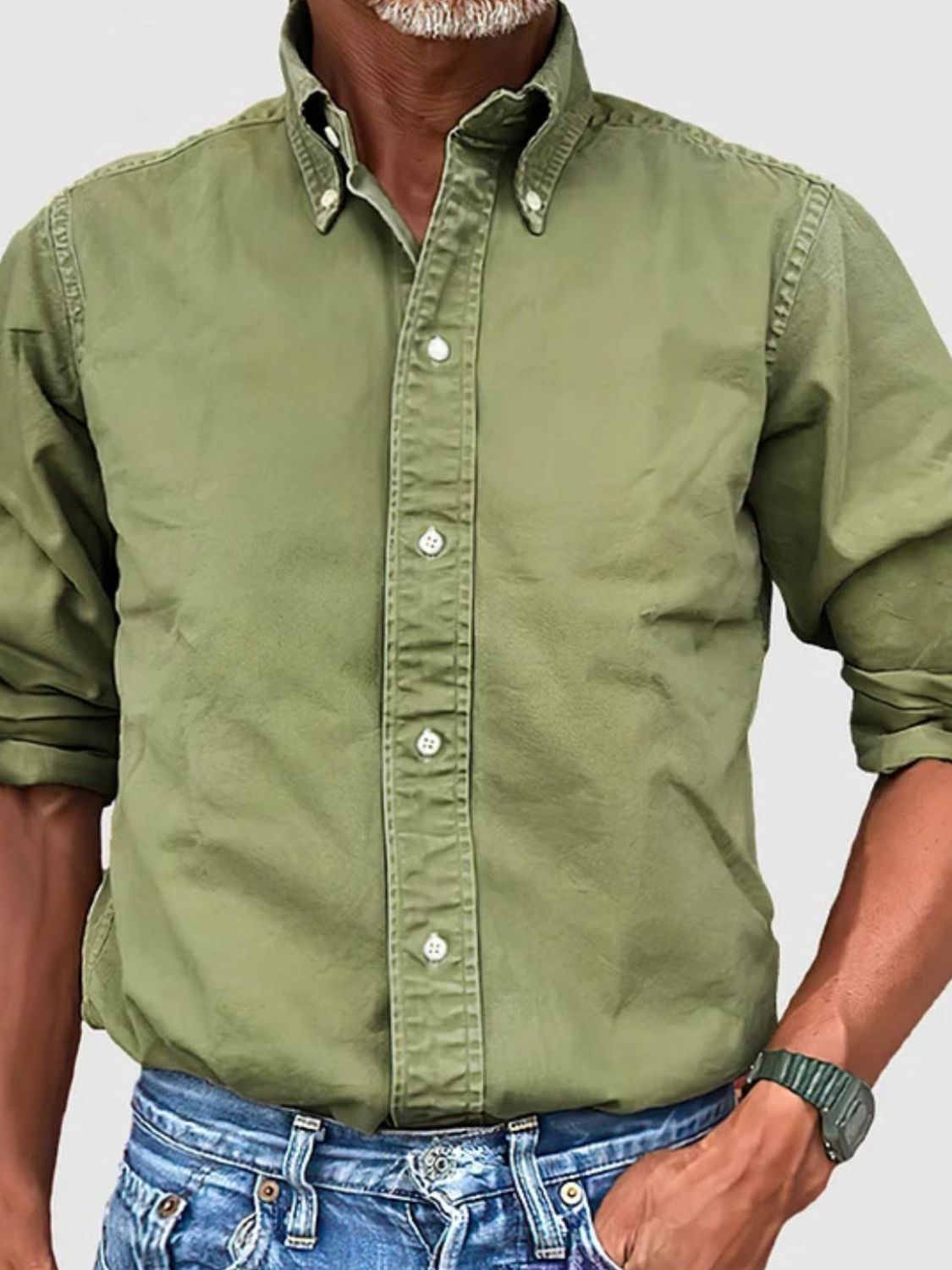 Men’s Full Size Collared Neck Button Down Shirt Plus Size