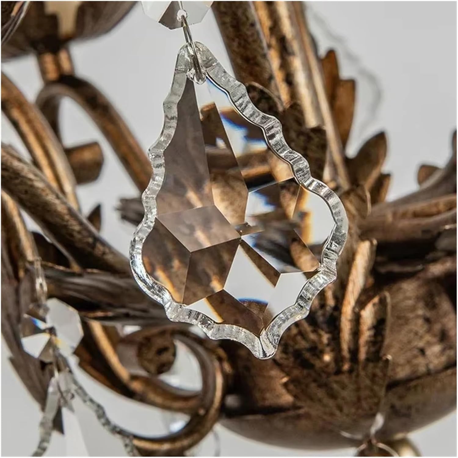 French Retro Chandeliers Candle Crystal Pendant Light for Bedroom Dining Room Living LED Lighting Lamps Home Decoration(Warm Light,6 Heads)