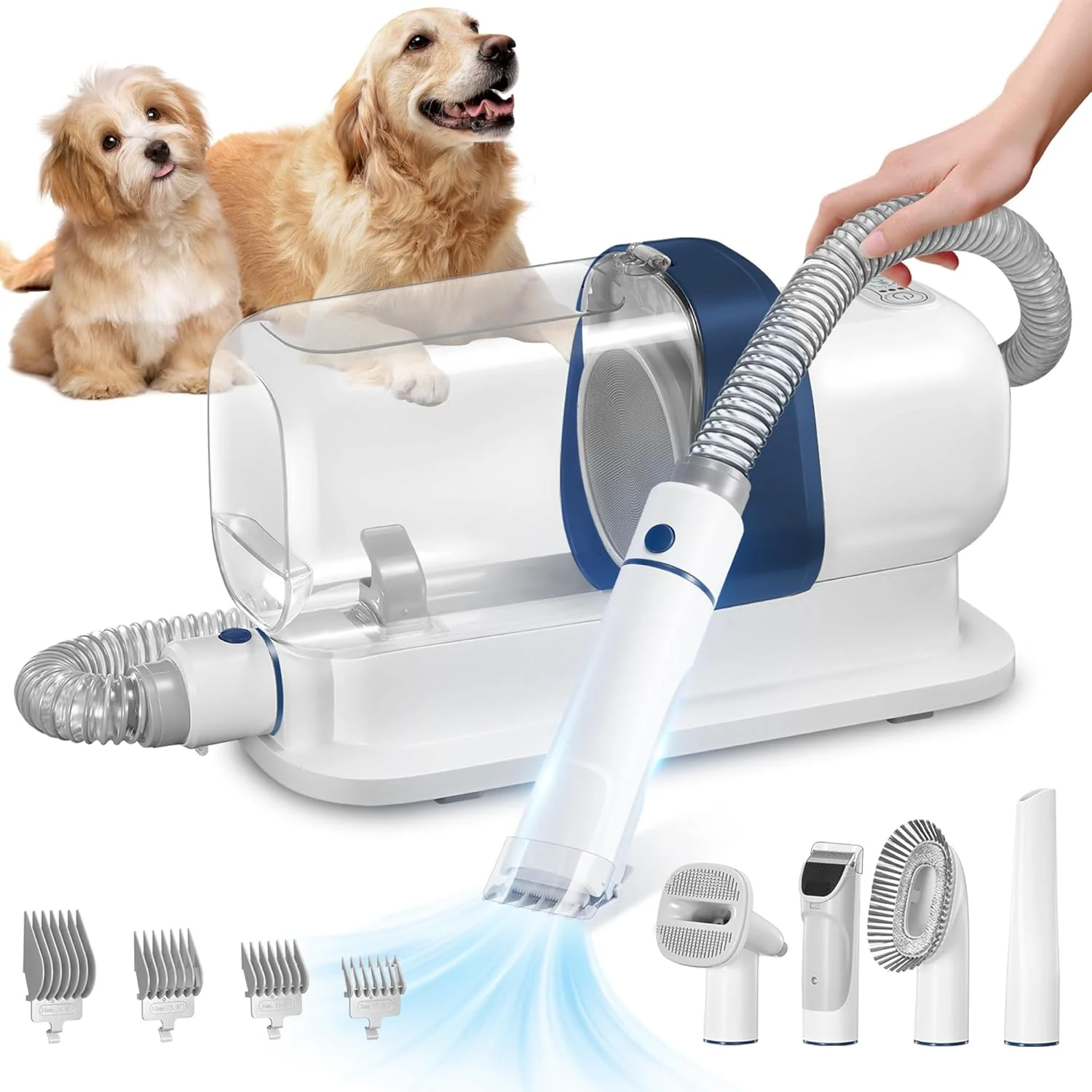 Pet Grooming Vacuum Kit: 2.3L Capacity, 99% Hair Capture, Low Noise with 5 Tools