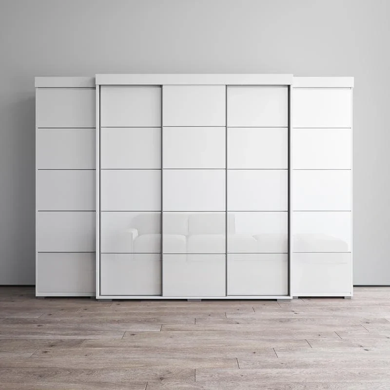 3-Piece Wardrobe Armoire Set with Glass Fronts