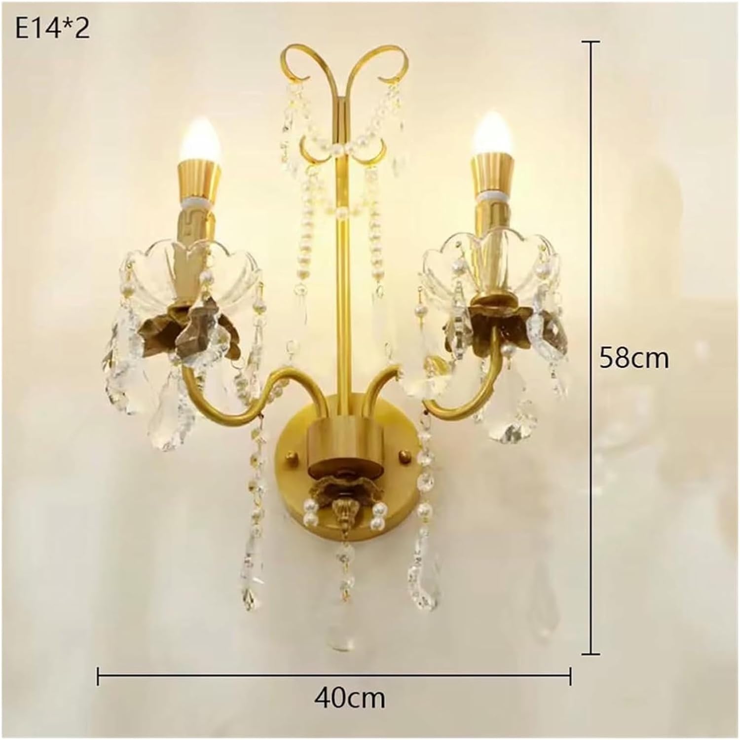 Wall Lamp French Luxury Retro Palace Crystal Pearl Wall Lamp Corridor Bedroom Bedside Living Room Dector Aisle Staircase Candle Lighting,Indoor(Warm Light)