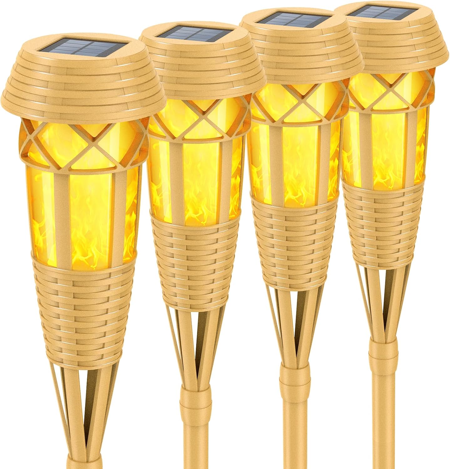 Solar Outdoor Lights �C Torches with Flickering Flame for Garden Decor, Waterproof Garden, Outdoor Patio & Pathway Yard Decorations with Flame Torches - 4 Pack