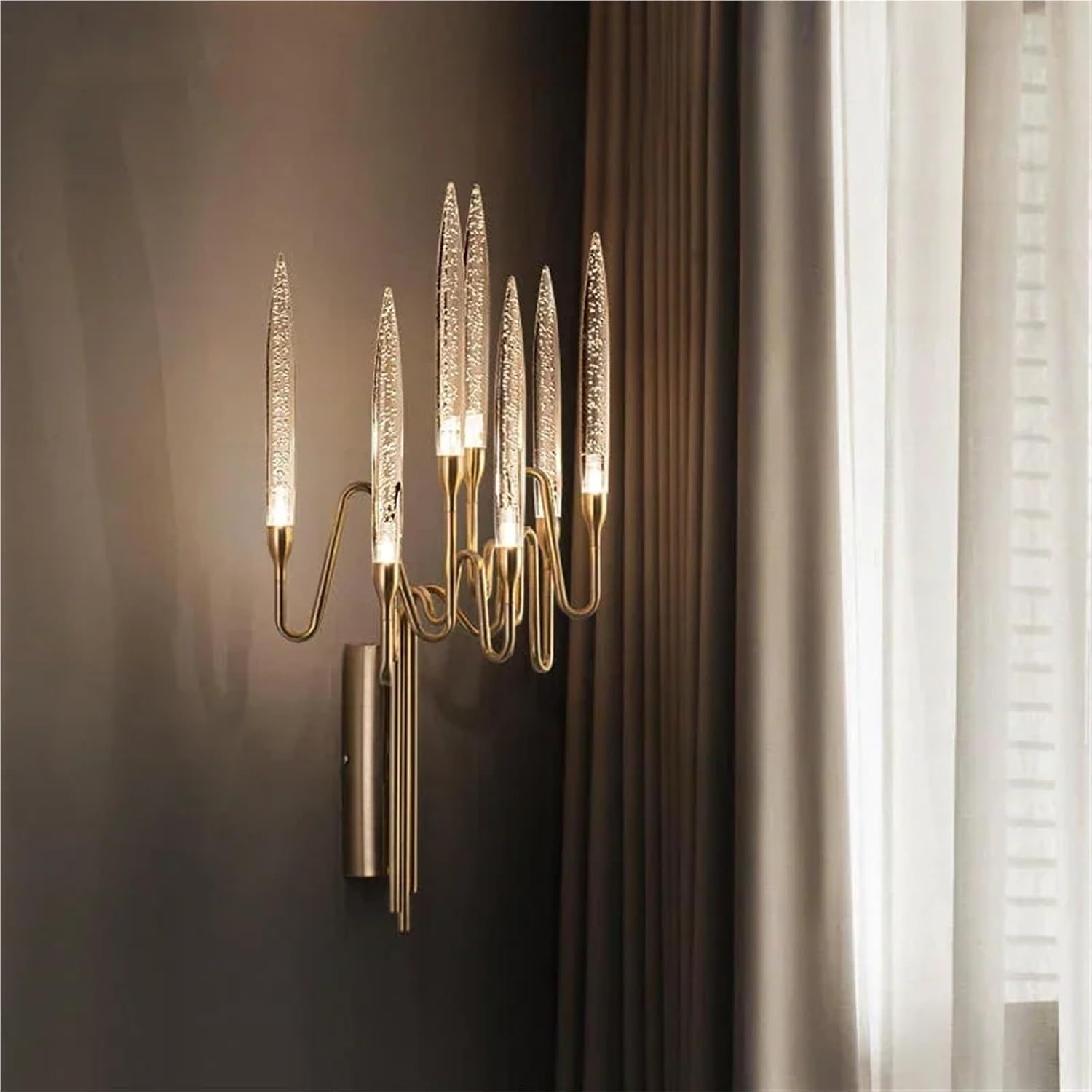 Modern Crystal Wall Sconce for Bedroom Bedside Candle Wall Lamp Luxury Indoor Lustre Golden Led Home Decor Light Pretty(Warm White (2700-3500K))