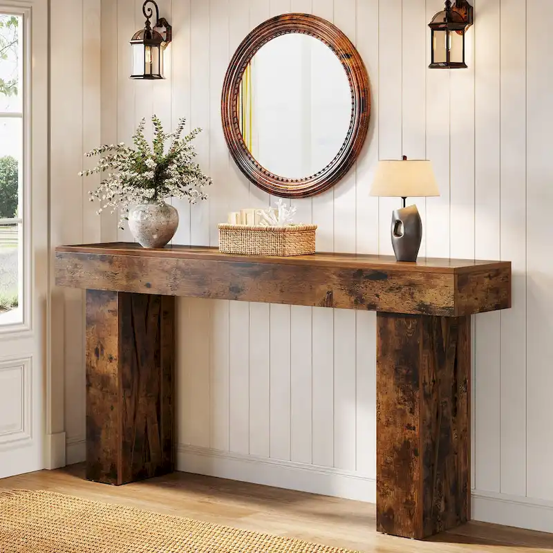 63 Inch Console Table with Storage Shelf