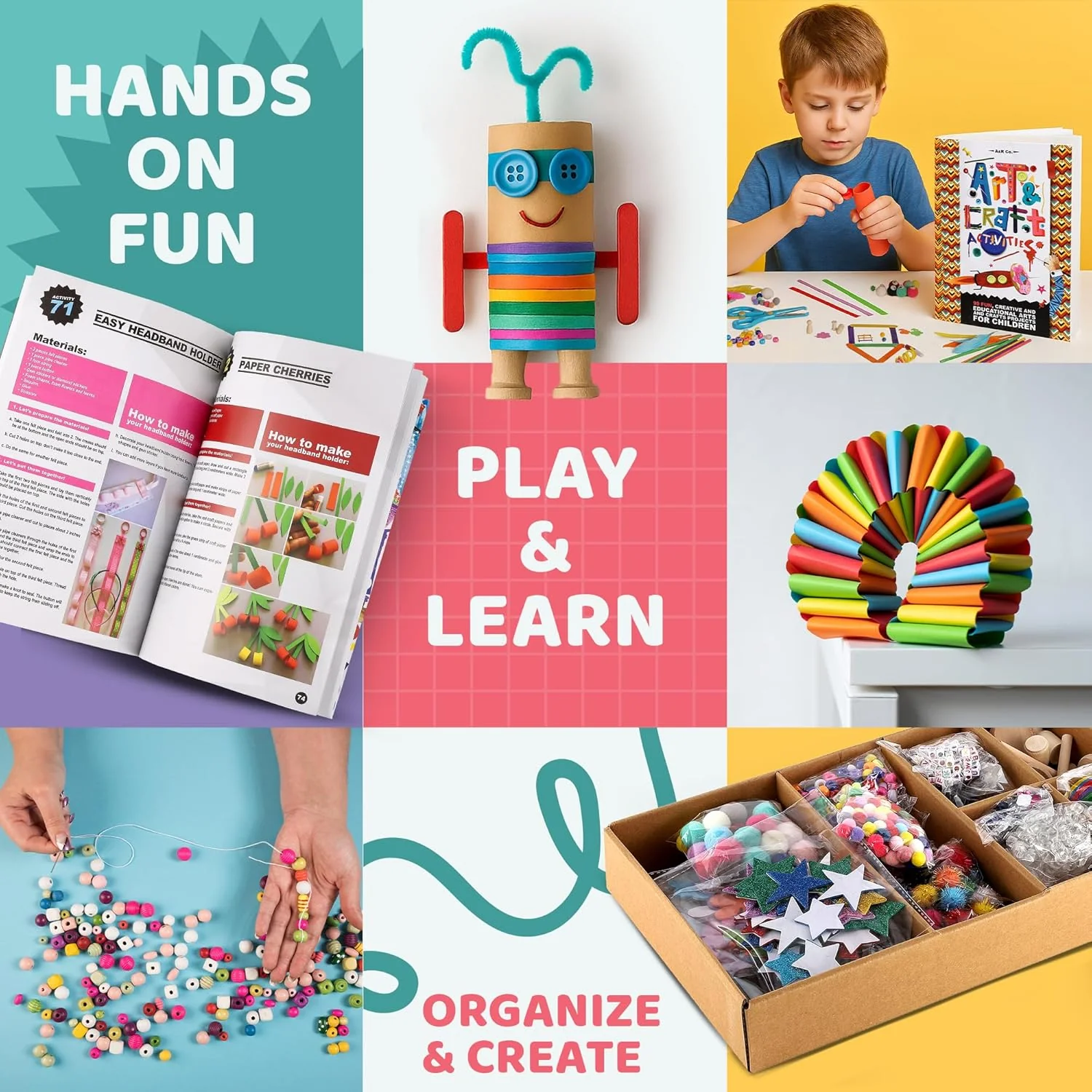 A&R CO. 3000+ Pcs Arts and Crafts Supplies & Materials for Kids - Ultimate Bulk Craft Kit for Boys & Girls with 99 Activities Book for Ages 3-5, 4-6, 6-8, 8-12