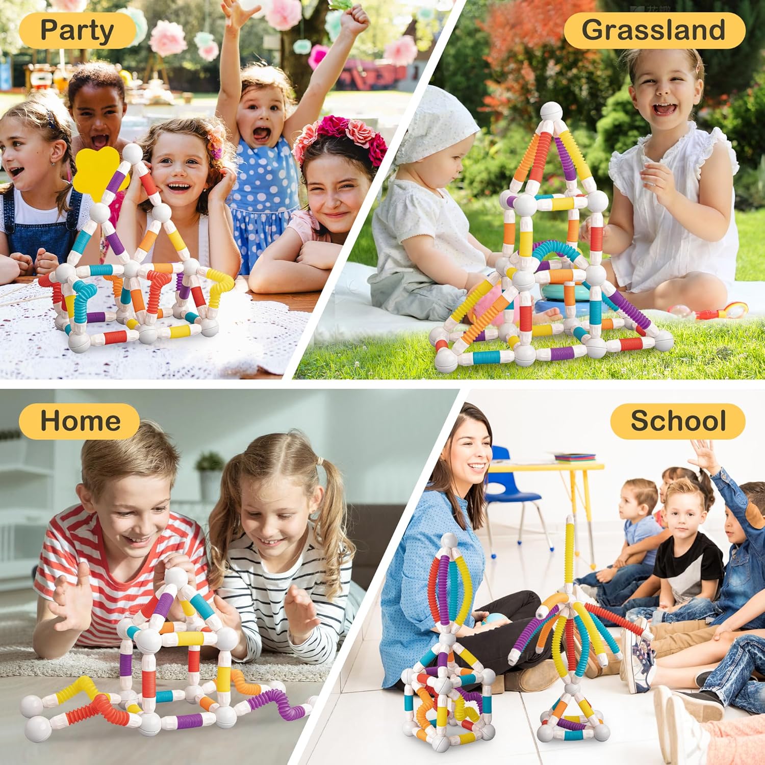 48PCS Retractable Magnetic Sticks Building Toy Set - Flexible Rods & Balls for Kids