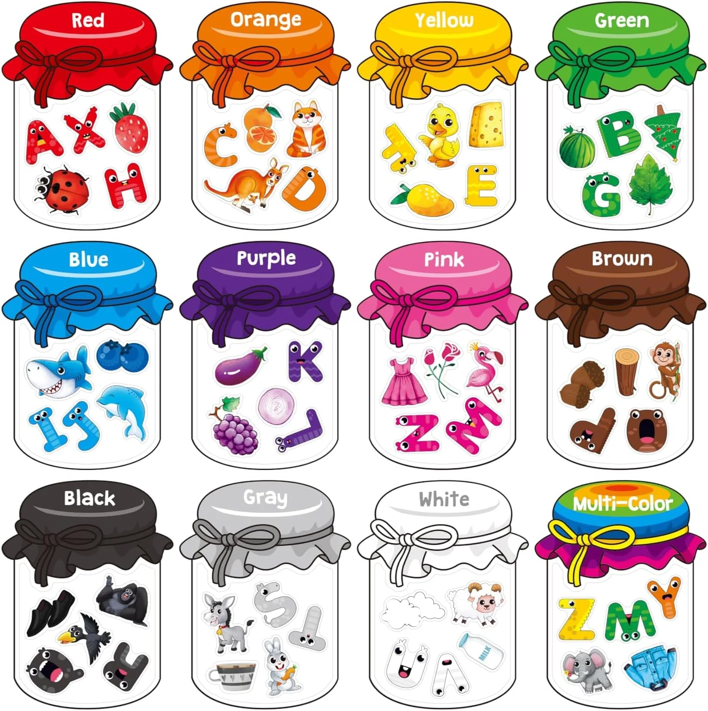 12 Pieces Magnetic Color Sorting Toys, 60 Color Magnets Educational Set for Toddlers