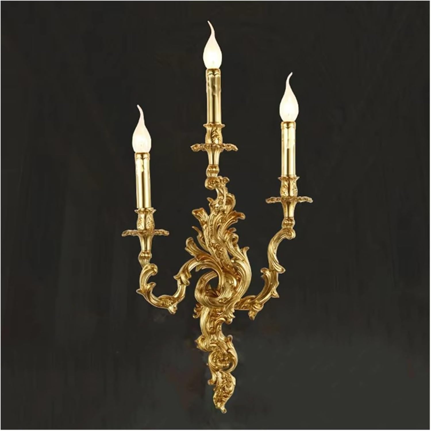 Copper Candle Wall Lamp Living Room Dining Room Bedroom Bedside Light Aisle Atmospheric Villa Lighting(Warm White,36 * 72cm)