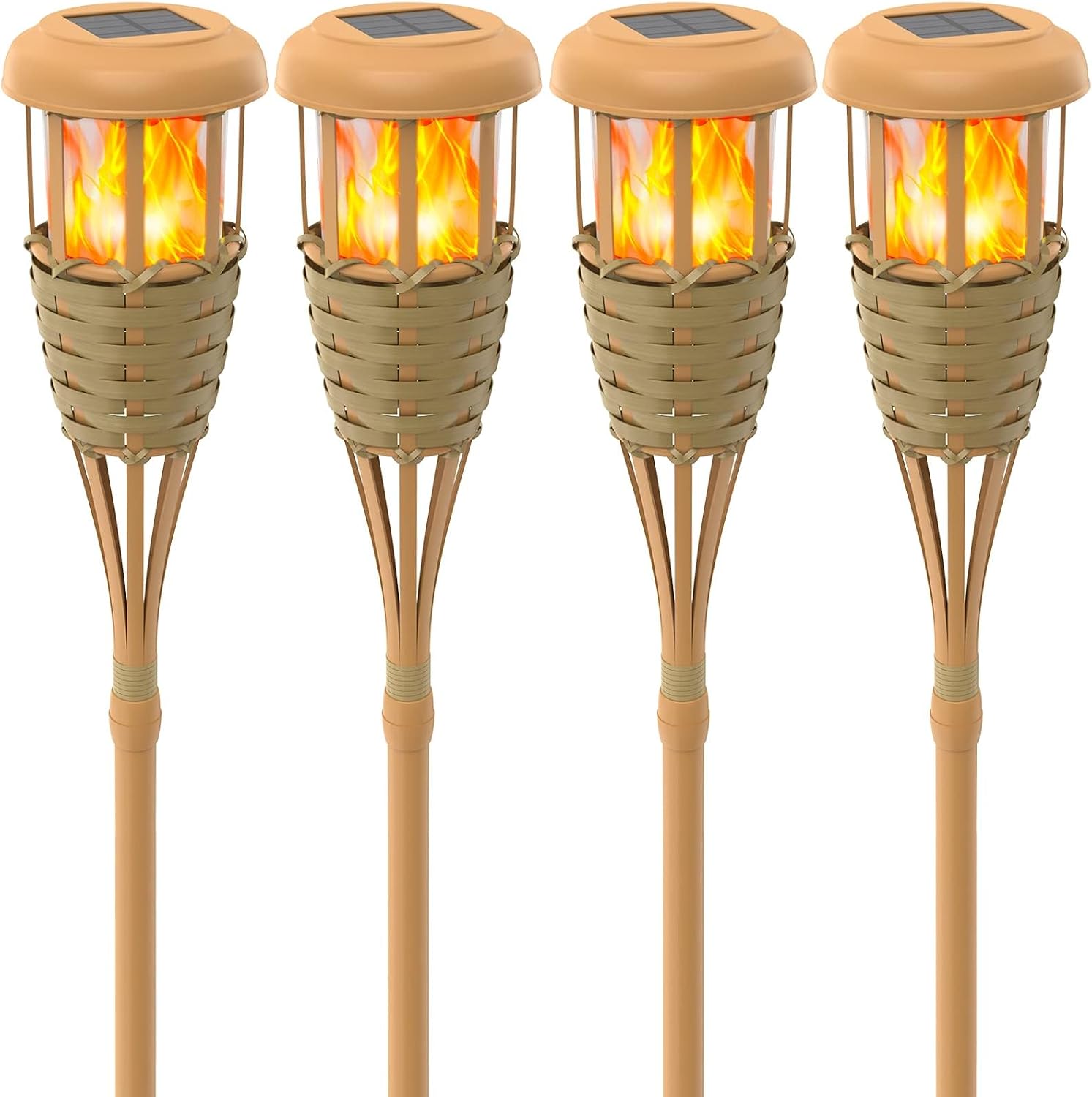 Solar Outdoor Lights, Solar Torch Lights Outdoor Flickering Flame, Outdoor Decorations for Patio Path Yard - 4 Pack