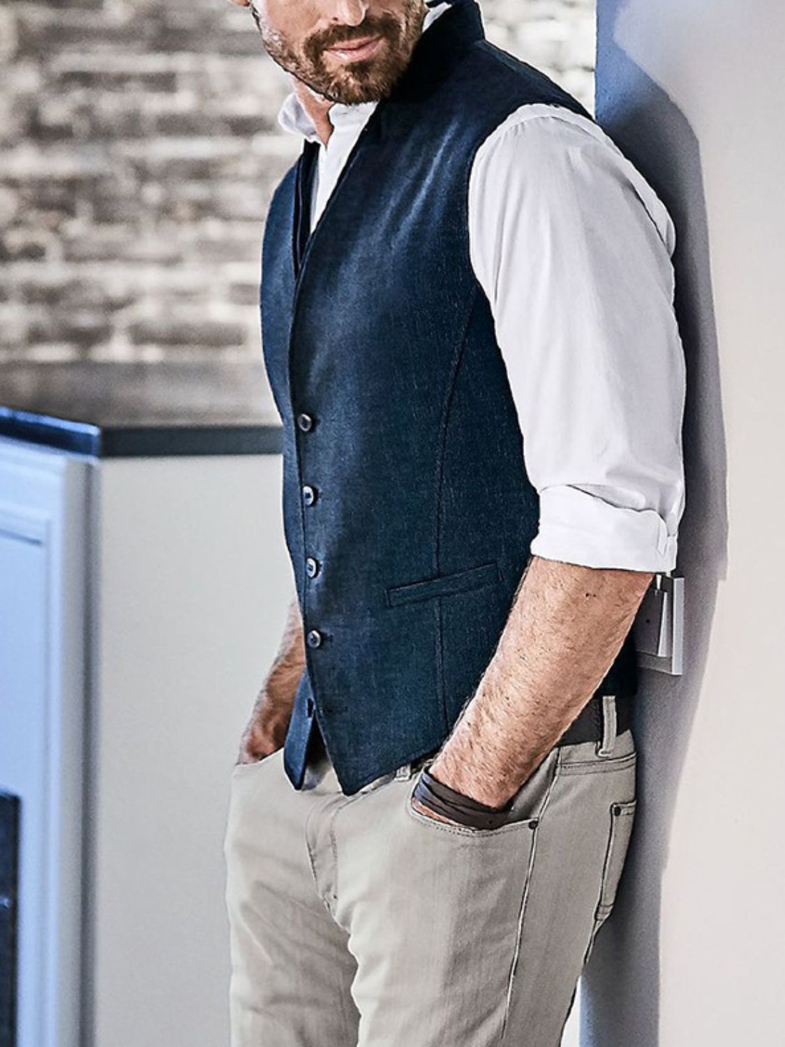 Men’s Full Size Button Down Vest Plus Size