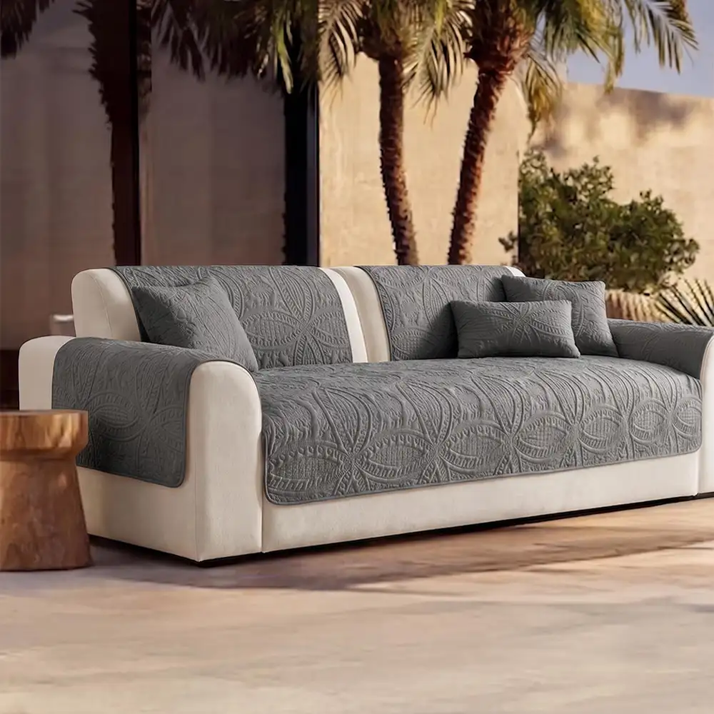 Water-Repellent Brushed Fabric All-Season Breathable Non-Slip Outdoor Couch Cover