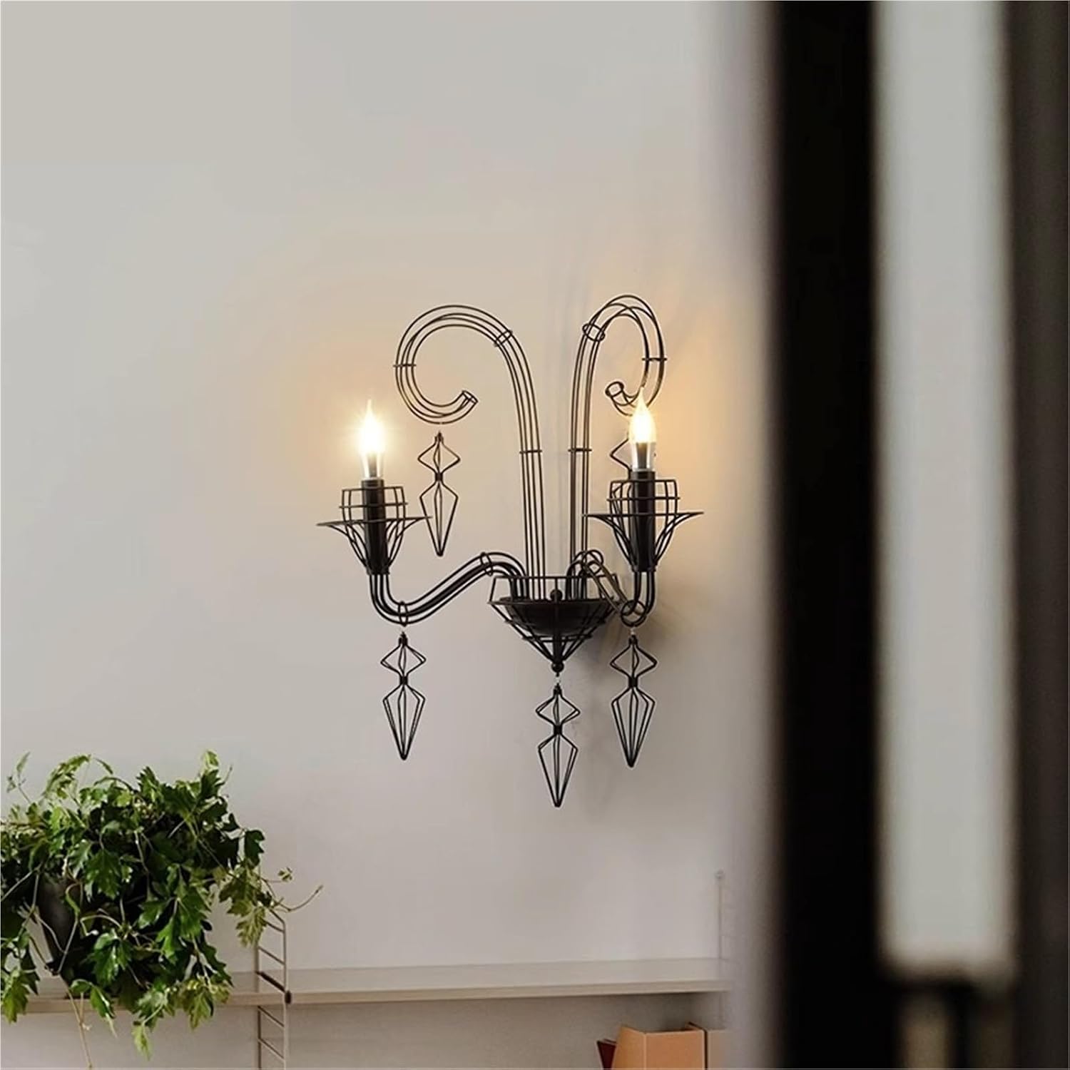 French Retro Wall Light Industrial Candle Wall Lamp LED Iron Mounted Lights Hallway Hotel Bedroom Bedside Lamps Durable(Warm White (2700-3500K))