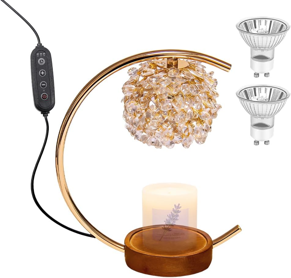 BAUSATZ Candle Warmer Lamp, Heat Lamp, Wax Warmer, Jar Candle Warmer Lamp with Timer Adjustable Brightness, Birthday Gifts (Gold Color, C-Shaped)