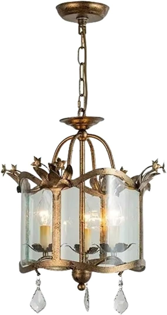 French Retro Chandeliers Candle Crystal Pendant Light for Bedroom Dining Room Living LED Lighting Lamps Home Decoration(Warm Light,6 Heads)