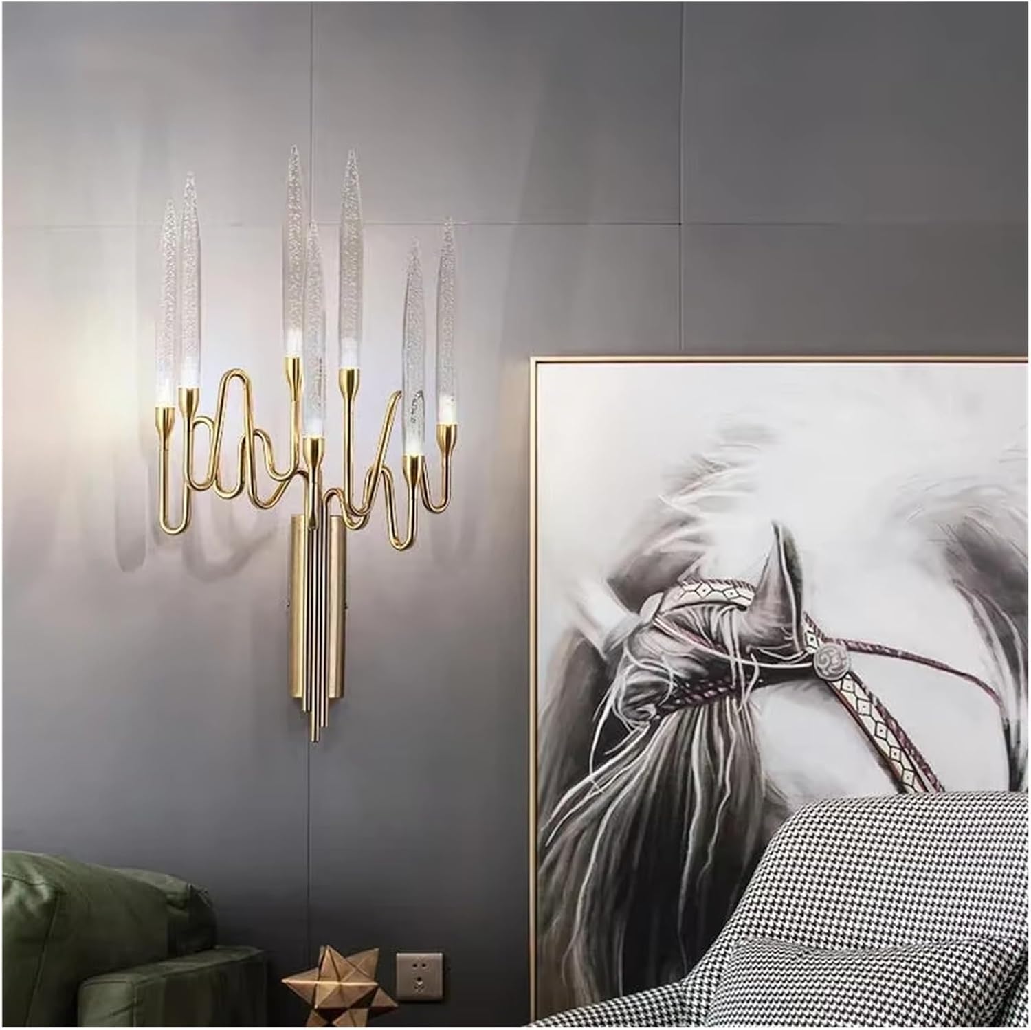 Modern Crystal Sconce for Bedroom Bedside Fashion Candle Wall Lamp Luxury Indoor Lustre Gold Led Home Decor,Practical Wall Lamp,Warm Light