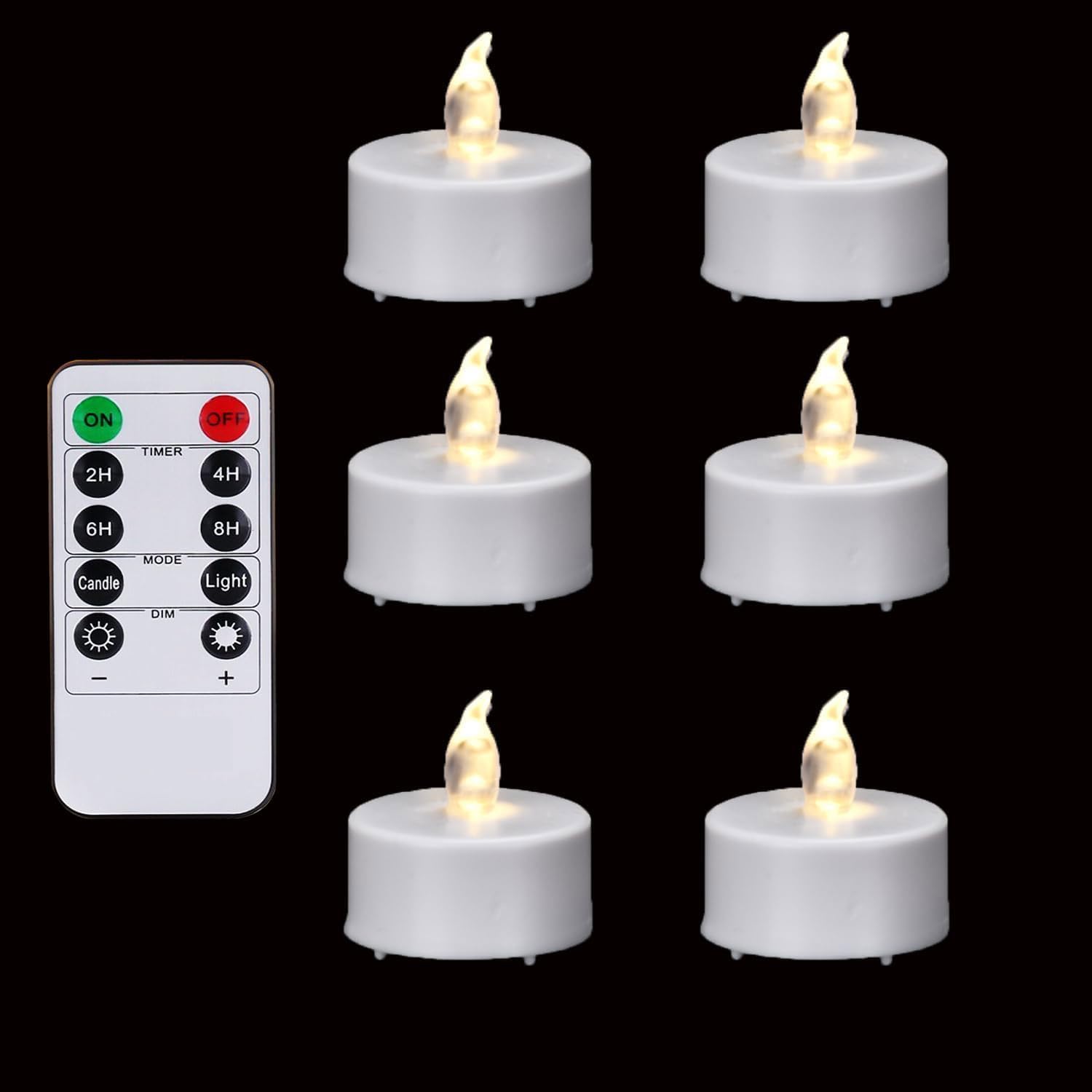 Flameless LED Tea Lights with Remote Control (Warm White) 12pcs | Timer, Flickering, 400+Hours Battery Operated Candles, Home Decoration, Festival Celebration, Dinner Parties