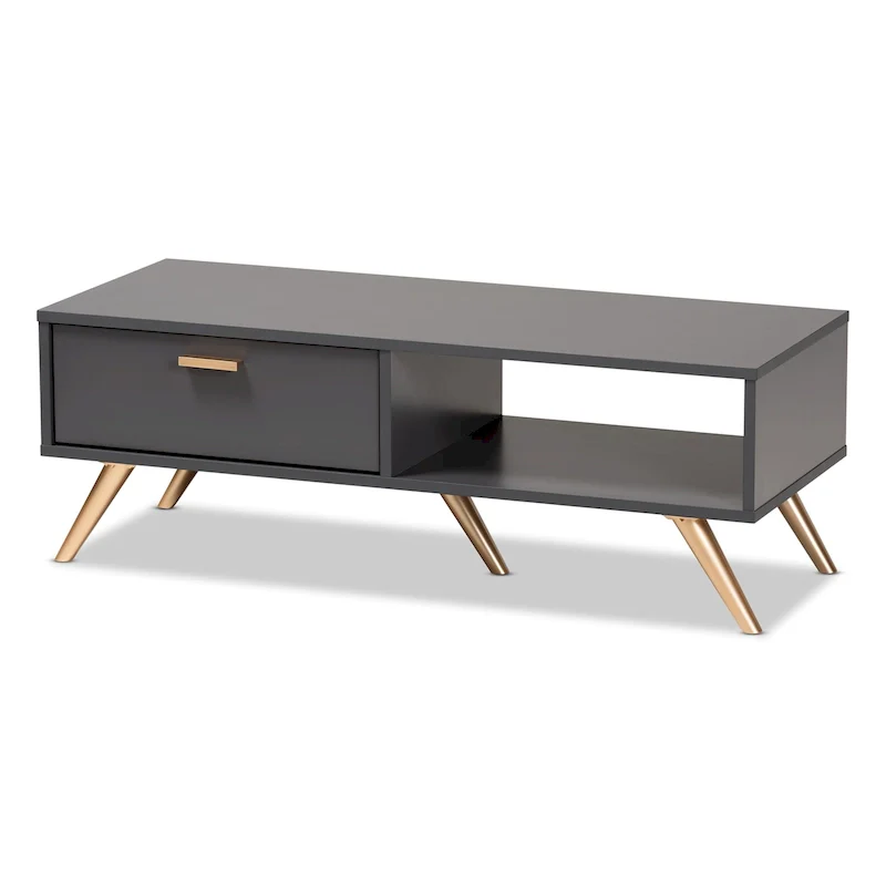 Modern Dark Grey and Gold Coffee Table
