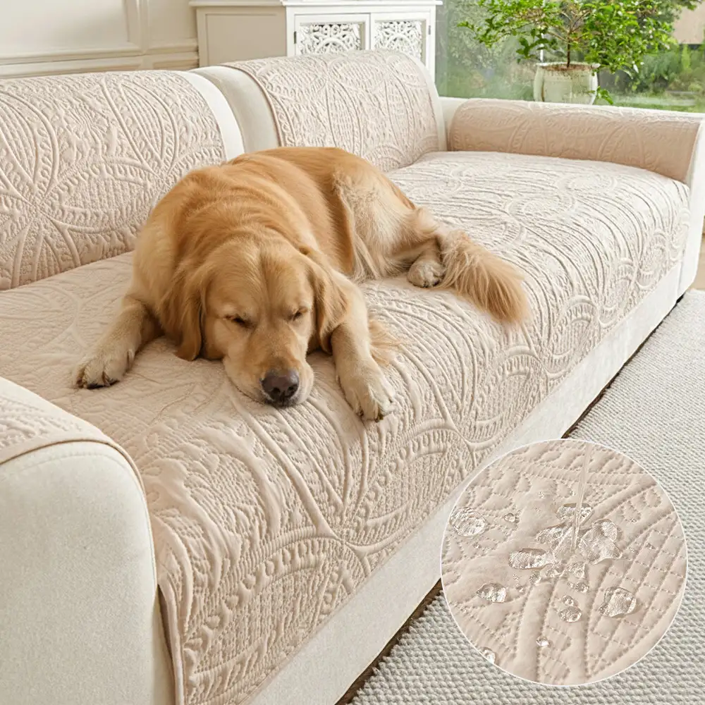 Water-Repellent Brushed Fabric All-Season Breathable Non-Slip Couch Cover