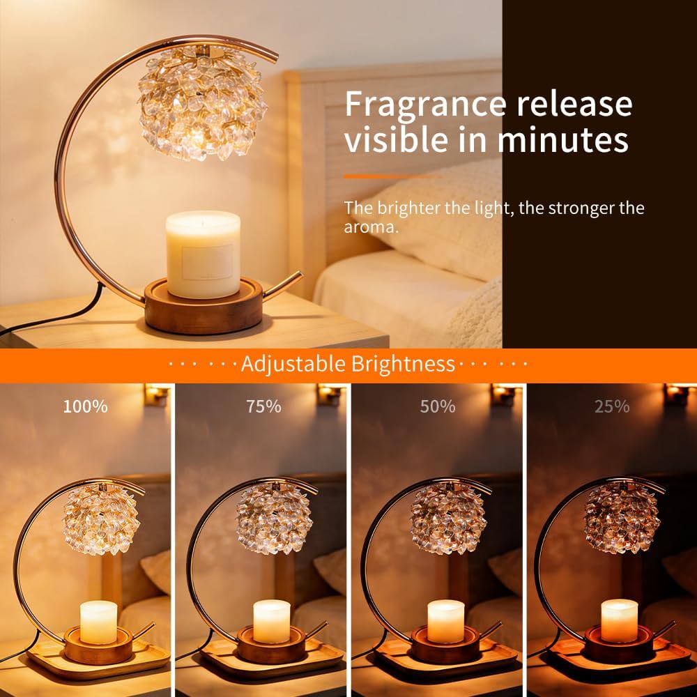 BAUSATZ Candle Warmer Lamp, Heat Lamp, Wax Warmer, Jar Candle Warmer Lamp with Timer Adjustable Brightness, Birthday Gifts (Gold Color, C-Shaped)