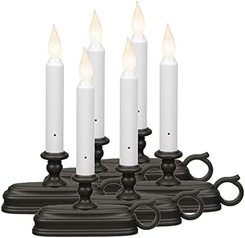 Xodus Innovations FPC1325P-6 Battery Operated LED Window Candle with New Hot Spot Technology and Dusk to Dawn Sensor and Choice of Amber or White Flame, Pewter/Silver