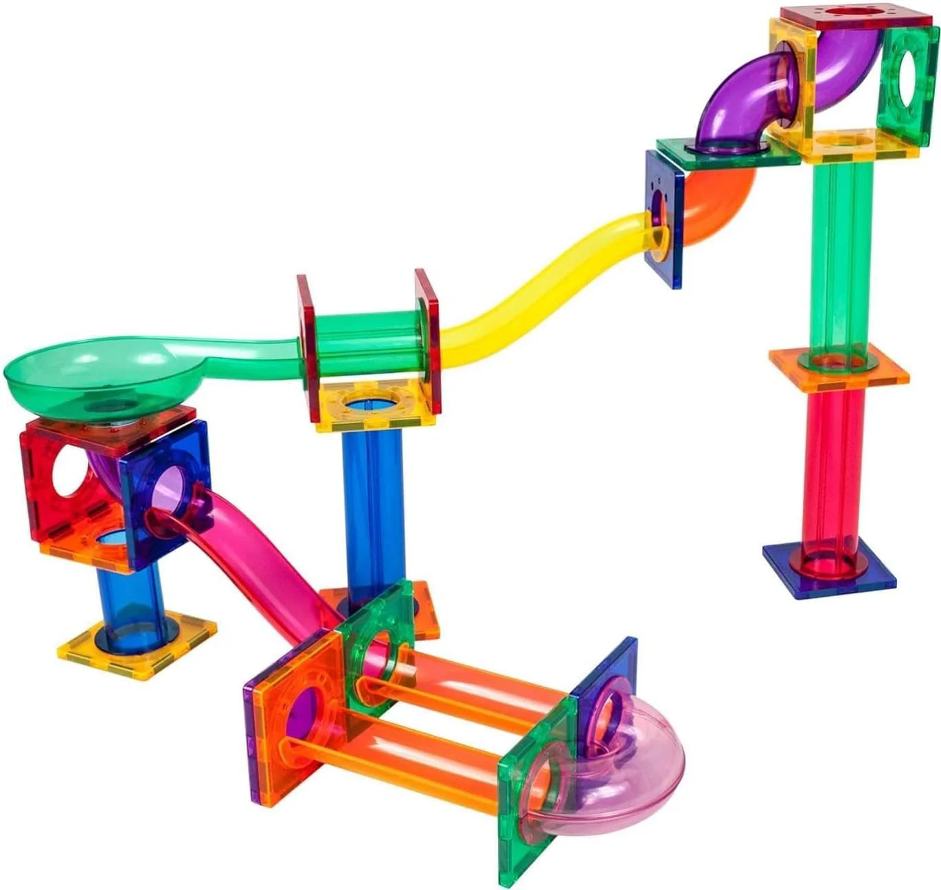 50pcs Magnetic Tiles Marble Run - STEM Educational Building Blocks for Kids 3+