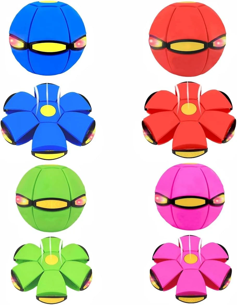 Magic Ball Toy, Magic Metaball, Children Bouncing Ball, Parent-Child Interaction, Dual Form Freely Switchable Magic Metaball Flying Saucer with 6 Light