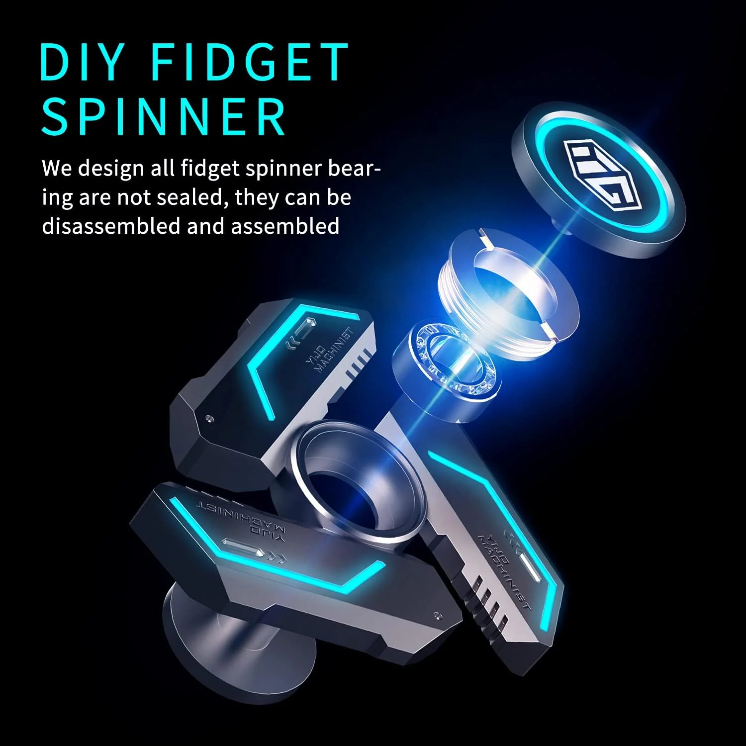 Metal Fidget Spinner with Luminous Light - Stress Relief Toy for Adults & Kids